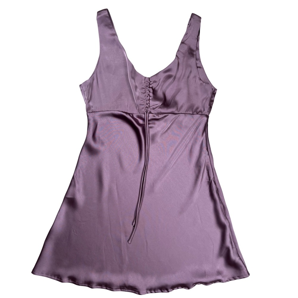 New Princess Polly Kosettina Mini Dress Women 8 Mauve Satin Slip Ruched Babydoll